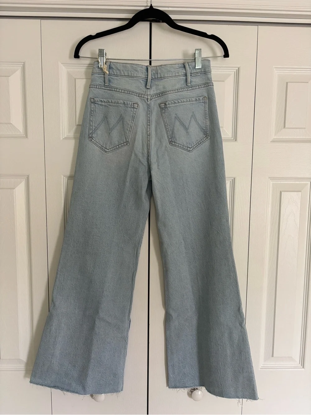 NWT MOTHER Lil Hustler Roller Sneak Wash Wide Leg Women’s Jeans - Light Blue